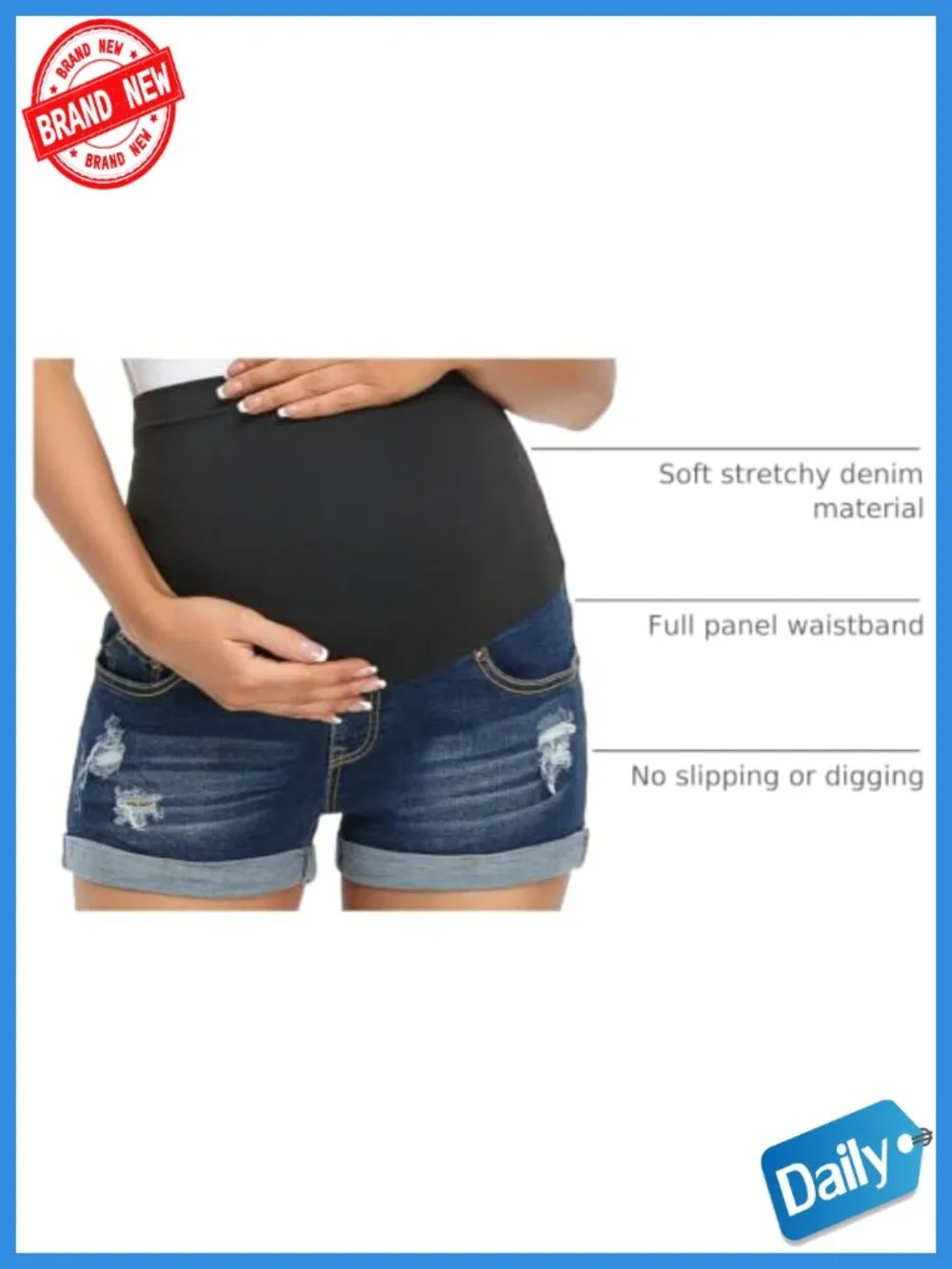 Maternity Over The Belly Denim Shorts with Pockets